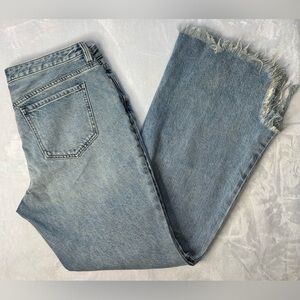 We The Free Light Wash Frayed Hem Wide Leg Jeans Size 31